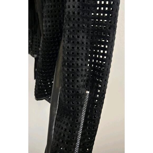 Vintage Alberto Makali Fringe Perforated Moto Hippie Rock Punk Sleeze MED Poly - Picture 4 of 9